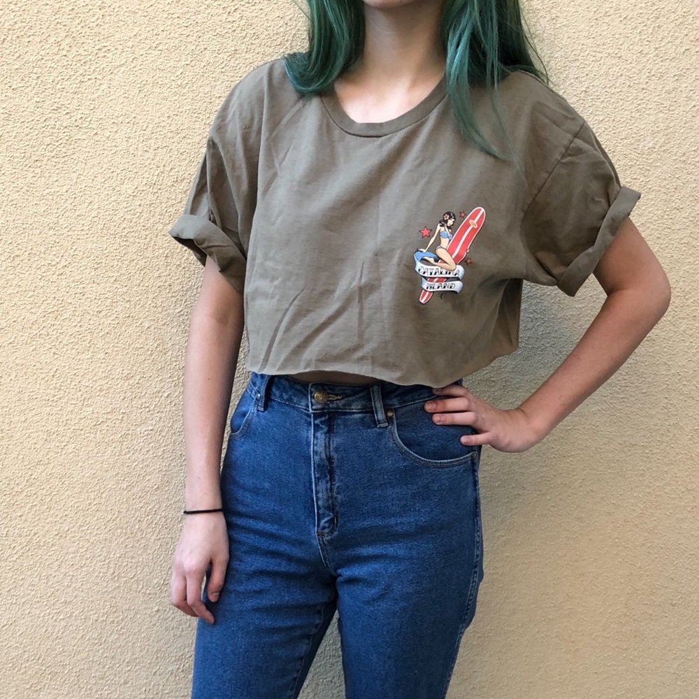 vintage catalina island pin up girl crop top